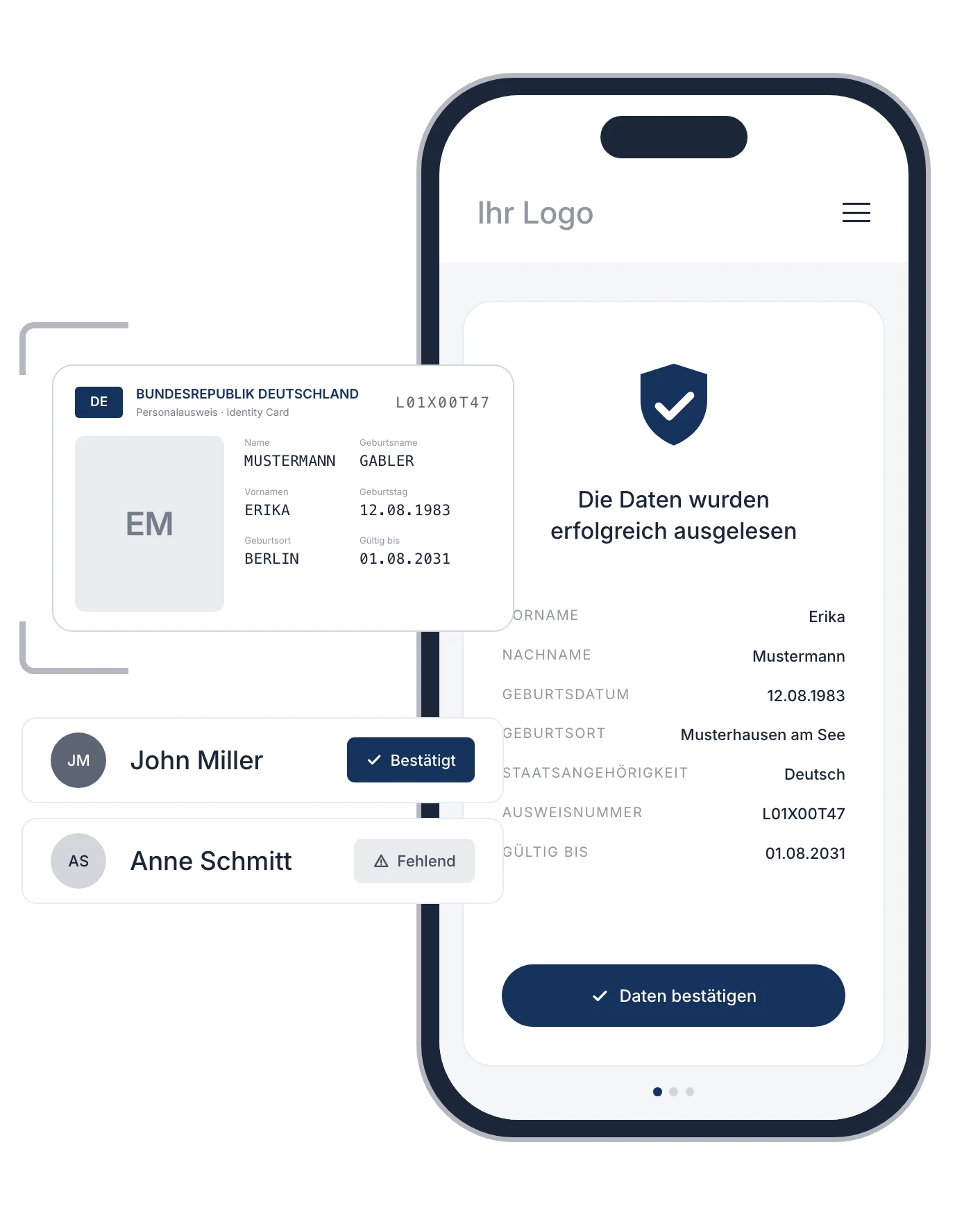 Automatic reading of an ID document (OCR)