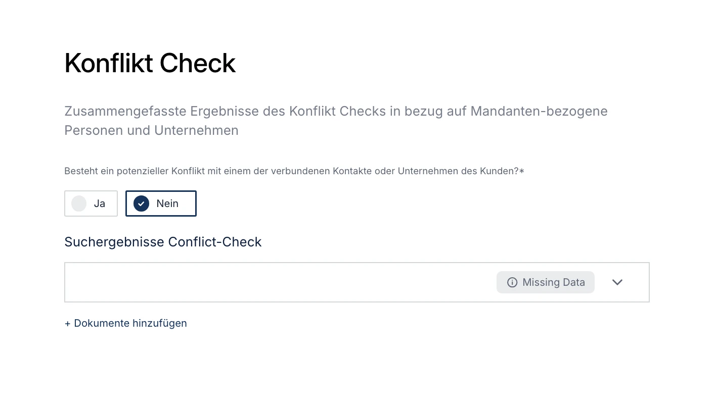 Result of a conflict check with related contacts