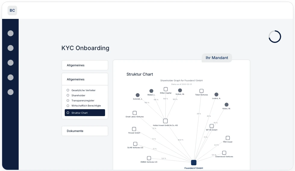 Structure chart of the shareholders